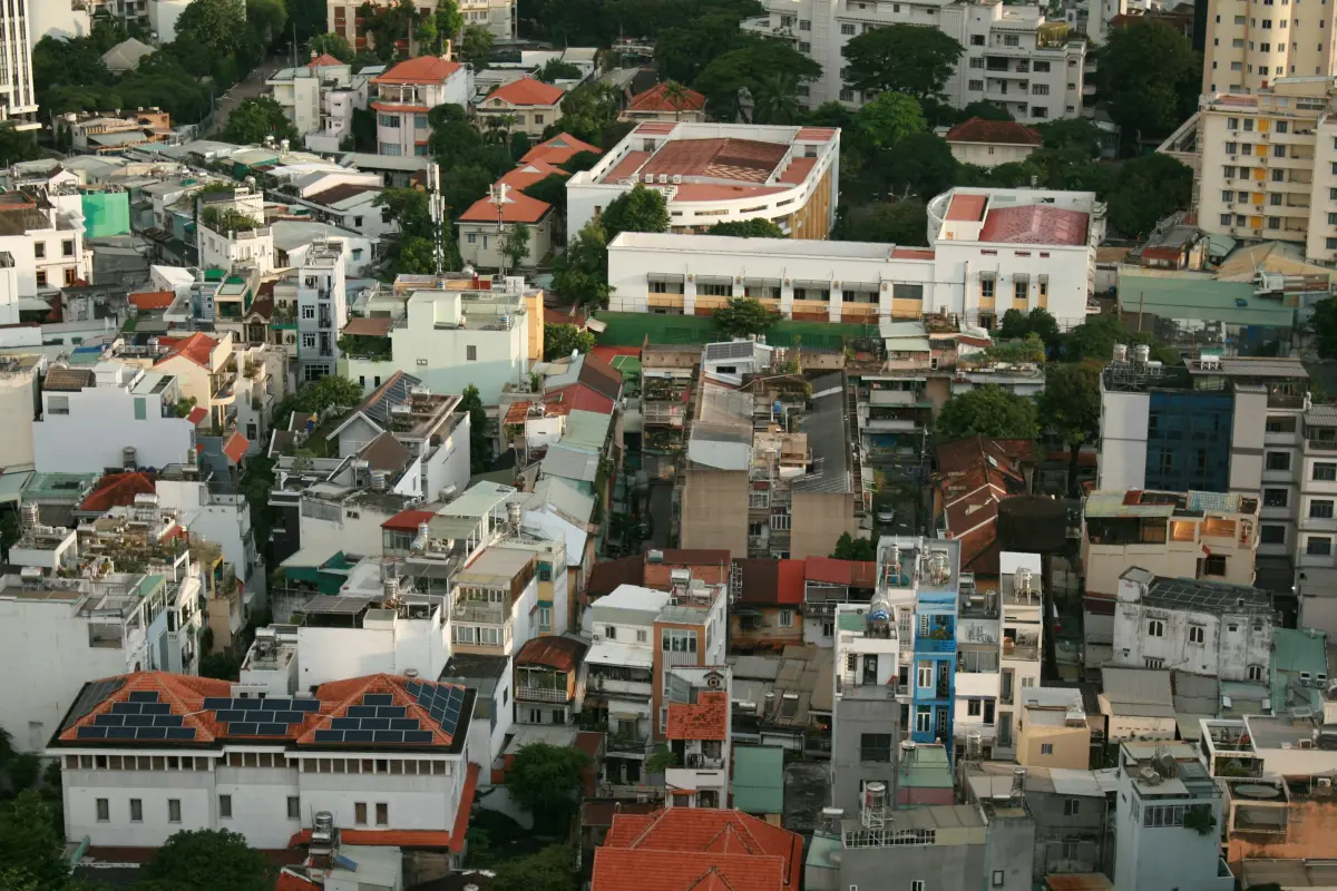 Những mái nhà san sát của trung tâm Sài Gòn nhìn từ trên cao